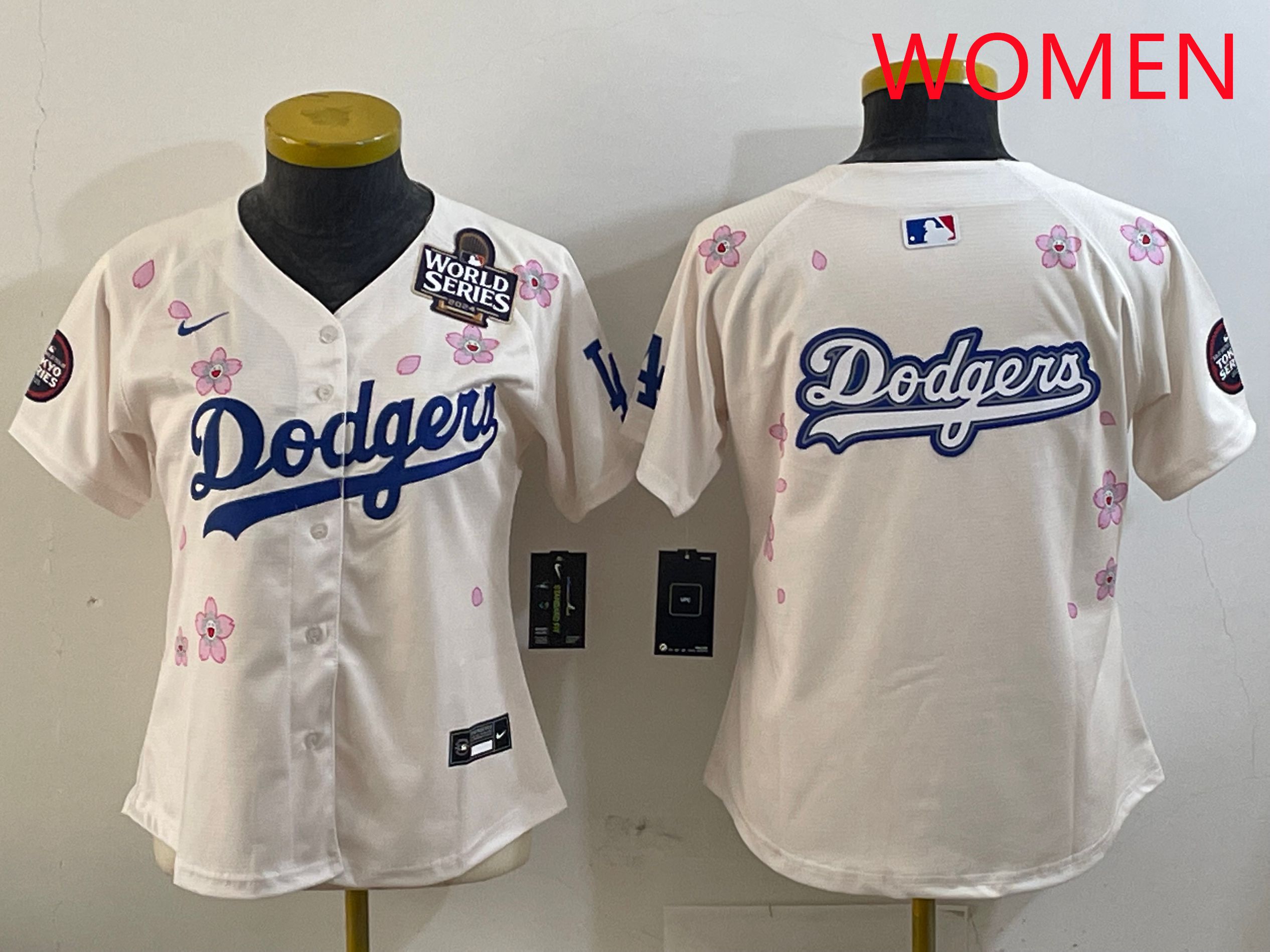 Women Los Angeles Dodgers Blank Cream Sakura Edition 2025 Nike MLB Jersey style 15